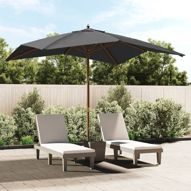 The Living Store Parasol - 300 x 300 x 273 cm - Antraciet polyester - Hardhouten frame - Dubbel katrolsysteem