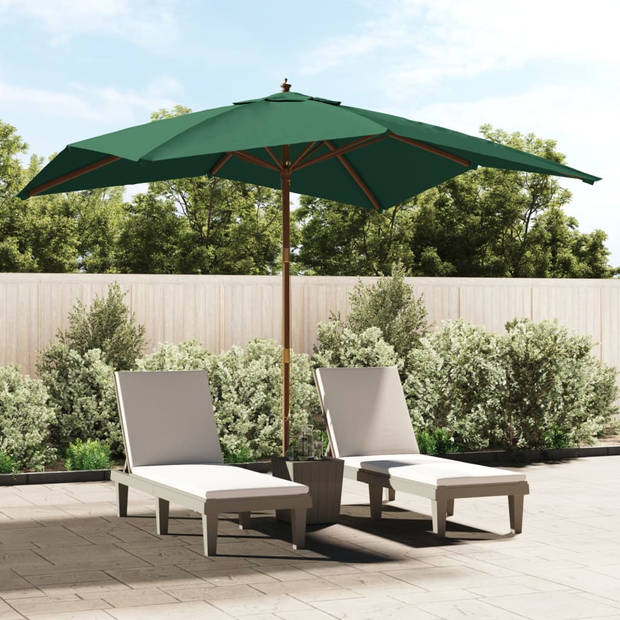 vidaXL Parasol met houten paal 300x300x273 cm groen