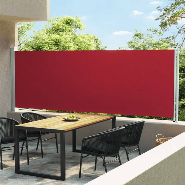 The Living Store Zijscherm Trendy - UV-bestendig polyester - 160 x (0 - 600) cm - Rood