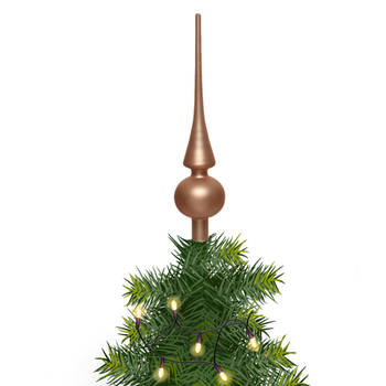 Kerstboom glazen piek bruin mat 26 cm - kerstboompieken