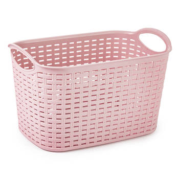 Plasticforte opbergmand/kastmandje - 6,4 liter - roze - kunststof - 19 x 29 x 18 cm - Opbergbox