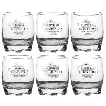 Urban Living whisky/water/drinkglazen Comptoir - gedecoreerd glas - 6x stuks - 290 ml - Whiskeyglazen