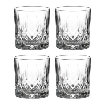 LAV whisky/water/drinkglazen Odin - gedecoreerd glas - 4x stuks - 330 ml - Drinkglazen
