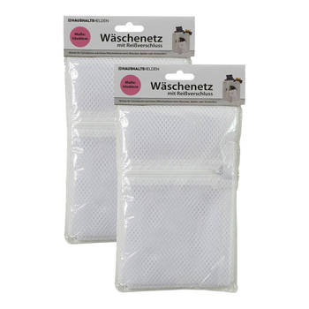 Waszak voor kwetsbare kleding wasgoed/waszak - 2x - wit - large size - 50 x 60 cm - Waszakken