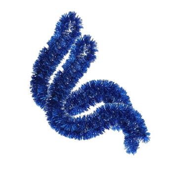 2x stuks kerstboom folie slingers/lametta guirlandes van 180 x 7 cm in de kleur glitter blauw - Feestslingers