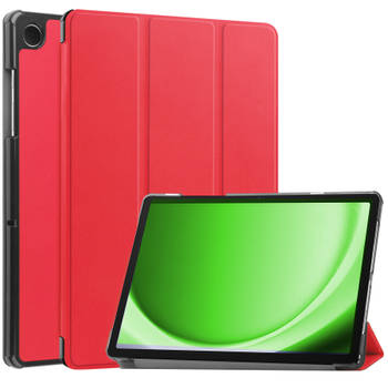 Basey Samsung Galaxy Tab A9 Plus Hoesje Kunstleer Hoes Case Cover -Rood