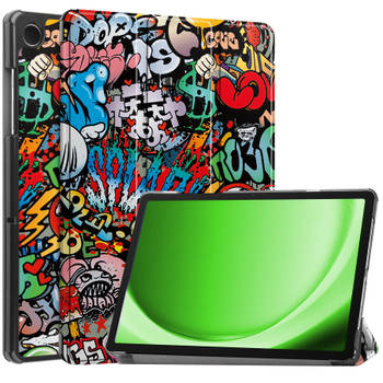Basey Samsung Galaxy Tab A9 Hoesje Kunstleer Hoes Case Cover -Graffity