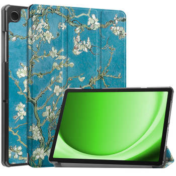 Basey Samsung Galaxy Tab A9 Plus Hoesje Kunstleer Hoes Case Cover -Bloesem