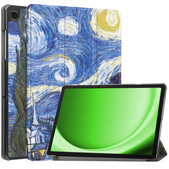 Basey Samsung Galaxy Tab A9 Plus Hoesje Kunstleer Hoes Case Cover -Sterrenhemel
