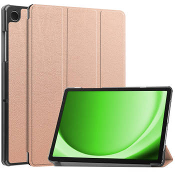 Basey Samsung Galaxy Tab A9 Plus Hoesje Kunstleer Hoes Case Cover -Rose Goud
