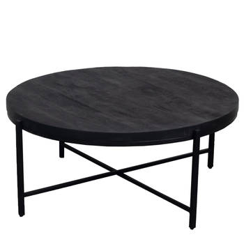 Giga Meubel - Salontafel Rond - Zwart - 100cm - Teakhout - Tafel Mariska