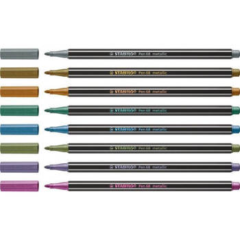 STABILO Pen 68 metallic - premium viltstift etui met 8 kleuren