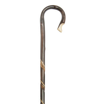 Classic Canes Herdersstaf - Bruin - Kastanjehout - Geschroeid - Dubbele spiraal - Lengte 135 cm - Pelgrimsstaf