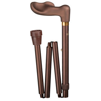 Gastrock Opvouwbare wandelstok - Brons - Linkshandig - Ergonomisch handvat - Soft-Touch - Aluminium - Lengte 88 - 98 cm