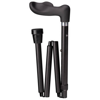 Gastrock Opvouwbare wandelstok - Zwart - Linkshandig - Ergonomisch handvat - Soft-Touch - Aluminium - Lengte 88 - 98 cm