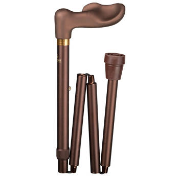 Gastrock Opvouwbare wandelstok - Brons - Rechtshandig - Ergonomisch handvat - Soft-Touch - Aluminium - Lengte 88 - 98 cm