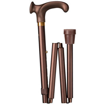 Gastrock Opvouwbare wandelstok - Brons - Rechtshandig - Ergonomisch handvat - Relax-grip - Aluminium - Lengte 88 - 98 cm