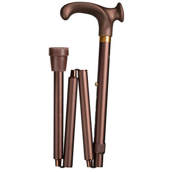 Gastrock Opvouwbare wandelstok - Brons - Linkshandig - Ergonomisch handvat - Relax-grip - Aluminium - Lengte 88 - 98 cm