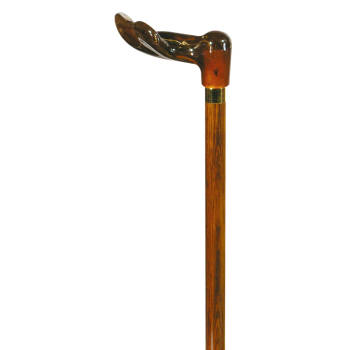 Classic Canes Houten wandelstok - Bruin - Hardhout - Linkshandig - Acryl Ergonomisch handvat - Lengte 92 cm