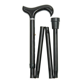 Classic Canes Opvouwbare wandelstok - Zwart - Aluminium - XL wandelstok - Derby handvat - Lengte 90 - 100 cm