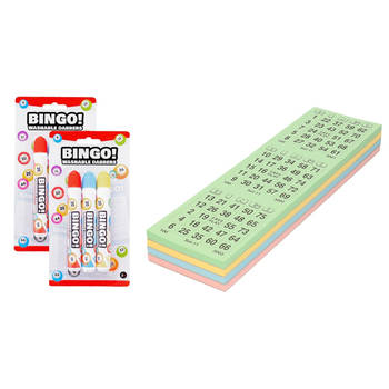 Bingokaarten nummers 1-75 - 100x vellen - inclusief 6x bingostiften - Actiespellen