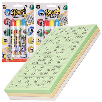 200x Bingokaarten nummers 1-90 inclusief 6x bingostiften - Actiespellen