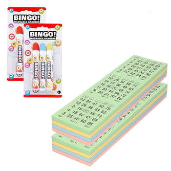 Bingokaarten nummers 1-75 - 200x vellen - inclusief 6x bingostiften - Actiespellen