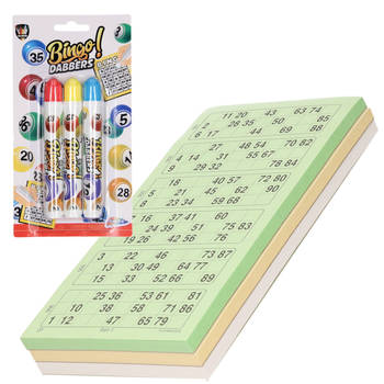 100x Bingokaarten nummers 1-90 inclusief 3x bingostiften - Actiespellen