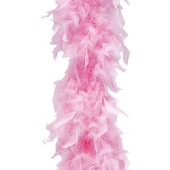 Carnaval verkleed veren Boa kleur lichtroze 180 cm - Verkleed boa