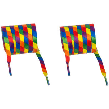 Schoenveters - 2x - Gay Pride/Regenboog thema kleuren - polyester - 140 cm - Verkleedveters