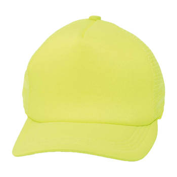 Guirca Carnaval baseballcap petje - fluor geel - verkleed accessoires - volwassenen - Eighties/disco - Verkleedhoofddeks