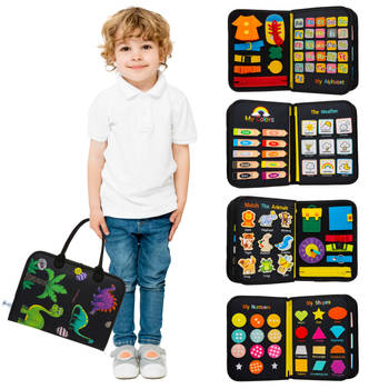Montiplay® Montessori Speelgoed - Sensorisch Speelgoed - Activiteitenbord - Busy Board - Educatief speelgoed - Zwart