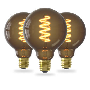 Calex Filament LED Lamp - 3 stuks - E27 - G95 - Natural - Dimbaar