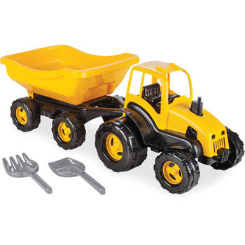 Pilsan tractor met aanhangwagen geel/zwart 4-delig