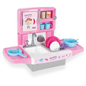 Pilsan Hamarat speelgoedkeuken met waterkraan roze 39-delig