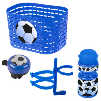 Ventura accessoiresset Voetbal jongens blauw/wit 4-delig