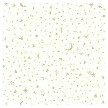 RoomMates Zelfklevend Behang Twinkle Stars 52 x 500 cm Wit/goud