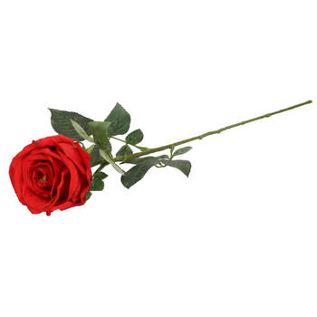 Top Art Kunstbloem roos Nova - rood - 75 cm - kunststof steel - decoratie bloemen - Kunstbloemen
