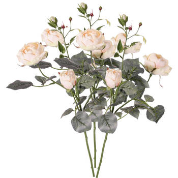 Top Art Kunstbloem roos Ariana - 3x - wit - 73 cm - kunststof steel - decoratie bloemen - Kunstbloemen