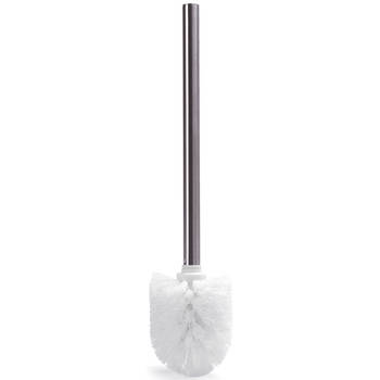 MSV WC/Toiletborstel los model - witte kunststof borstel - RVS steel - D8 x 32 cm - Toiletborstels