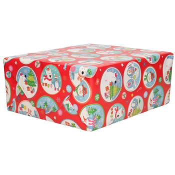 3x Rollen inpakpapier/cadeaupapier Kerst print rood 2,5 x 0,7 meter 70 grams luxe kwaliteit - Cadeaupapier