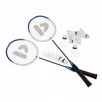 Donnay badminton set blauw met 9x shuttles en opbergtas - Badmintonsets
