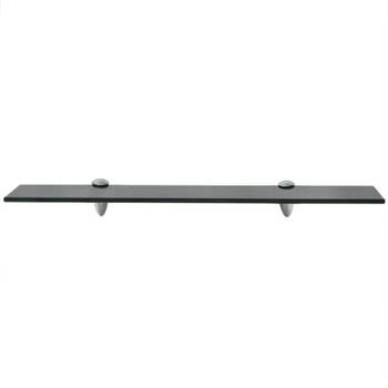 The Living Store Zwevende Plank - Glas - 60 x 20 cm - Zwart