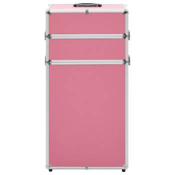 The Living Store Make-up trolley - Houten beautycase - 37x24x74 cm - Roze