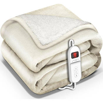 Sinnlein- Elektrische deken met automatische uitschakeling, beige, 180x130 cm, warmtedeken met 9 temperatuurniveaus,...