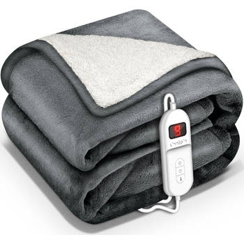 Sinnlein- Elektrische deken met automatische uitschakeling, donkergrijs, 160x120 cm, warmtedeken met 9 temperatuurniv...