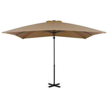 The Living Store Hangende Parasol - 250 x 250 x 230 cm - Taupe - UV-beschermend polyester - Aluminium paal - Met