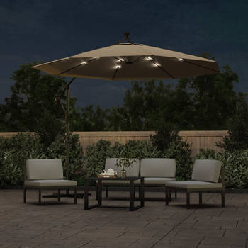 The Living Store Parasol Tuin - 300 x 254 cm - Taupe - LED Verlichting