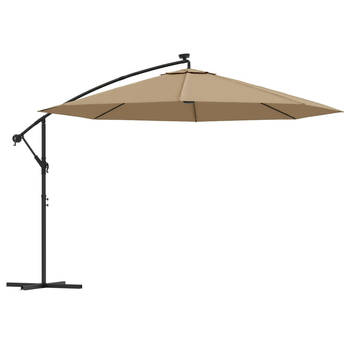 The Living Store Parasol Hangend - LED-verlichting - UV-beschermend - 350 x 290 cm - Taupe