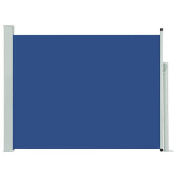 The Living Store Zijrolscherm - 140 x 0-500 cm - Blauwe stof - Grijze stalen cassette